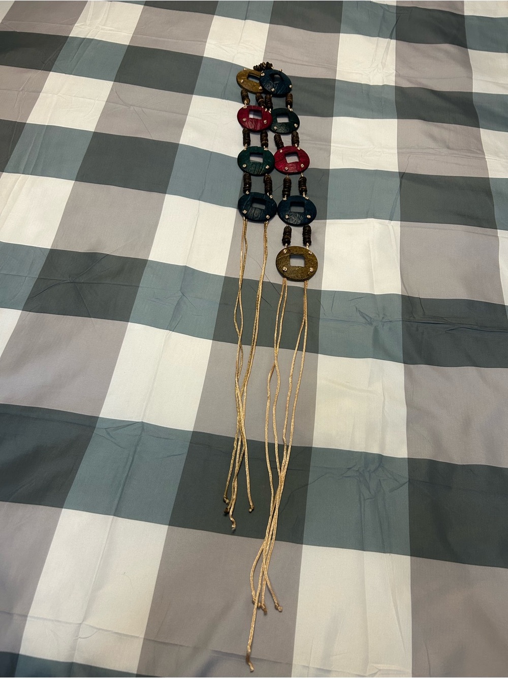 Boho Multi-Color Wooden Disc Statement Belt - Picture 2 of 4